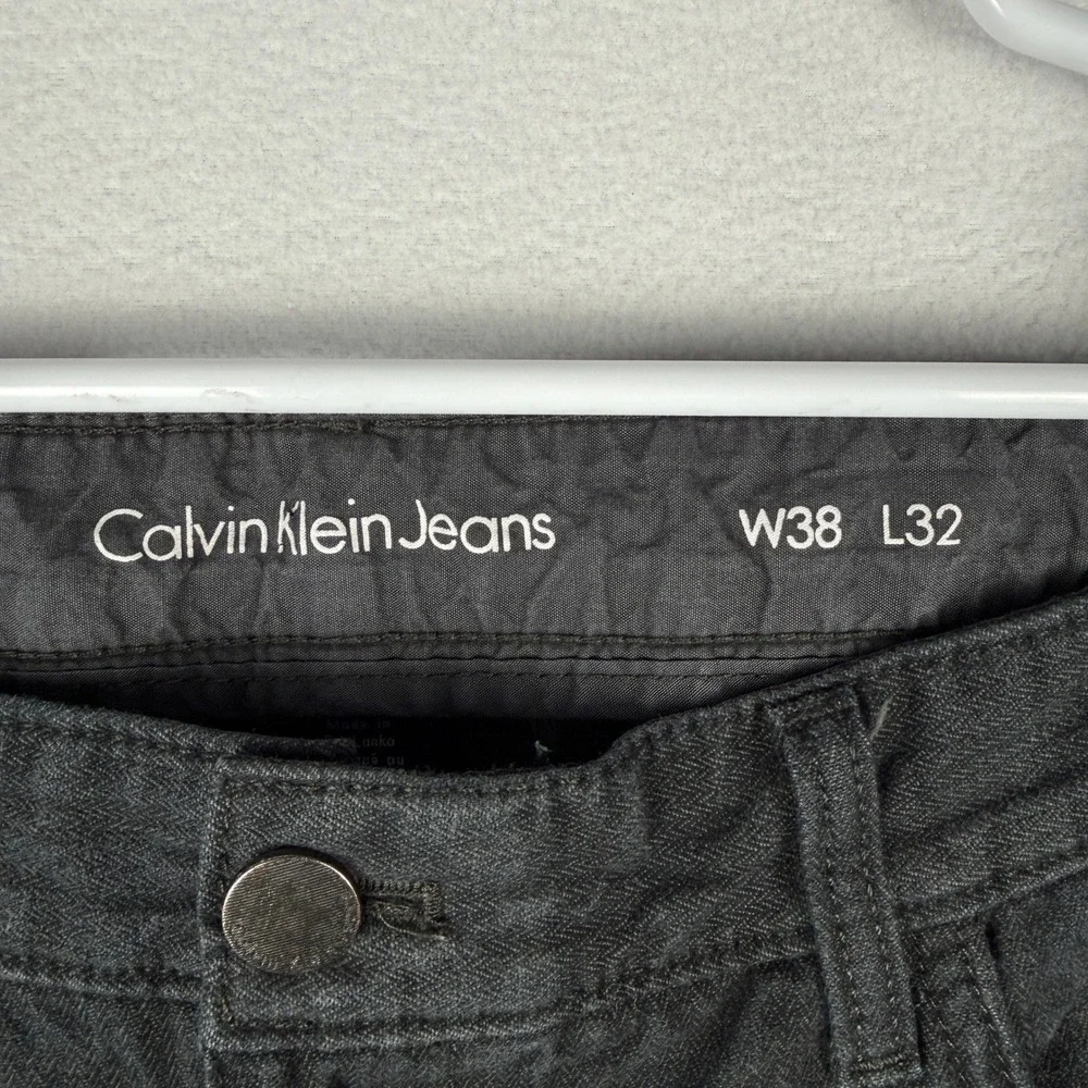Calvin Klein Jeans‎ Mens 38x32 Washed Black Straight Leg 100% Cotton Denim Pants